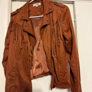 Charlotte Russe Brown Leather Fringe Jacket
